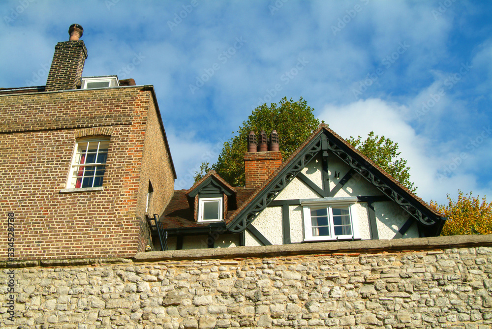 old house with red roof