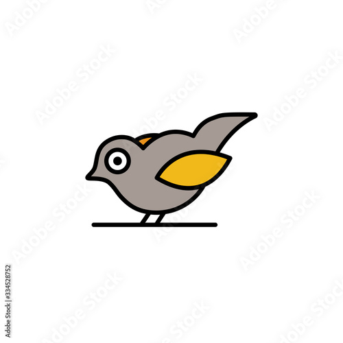 Little bird. Filled color icon. Animal vector illustration © imaagio.stock