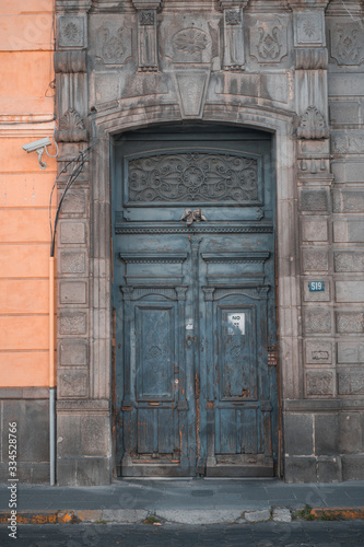 Vintage door in an old spanish house in mexico