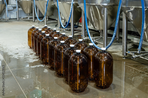 Fototapet PET kegs for beer in a brewery