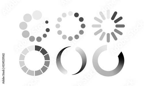 Loading icon set on an isolated white background. EPS 10 vector.