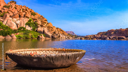 Coracle Boat Ride at Hampi India photo