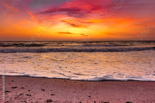 Beautiful view of the sea in the morning sunrise with waves washing the shore  Vama Veche  Black Sea  Romania