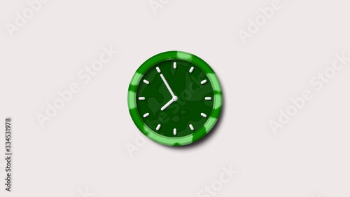 White background 3d wall clock,Green army clock icon,army color clock icon