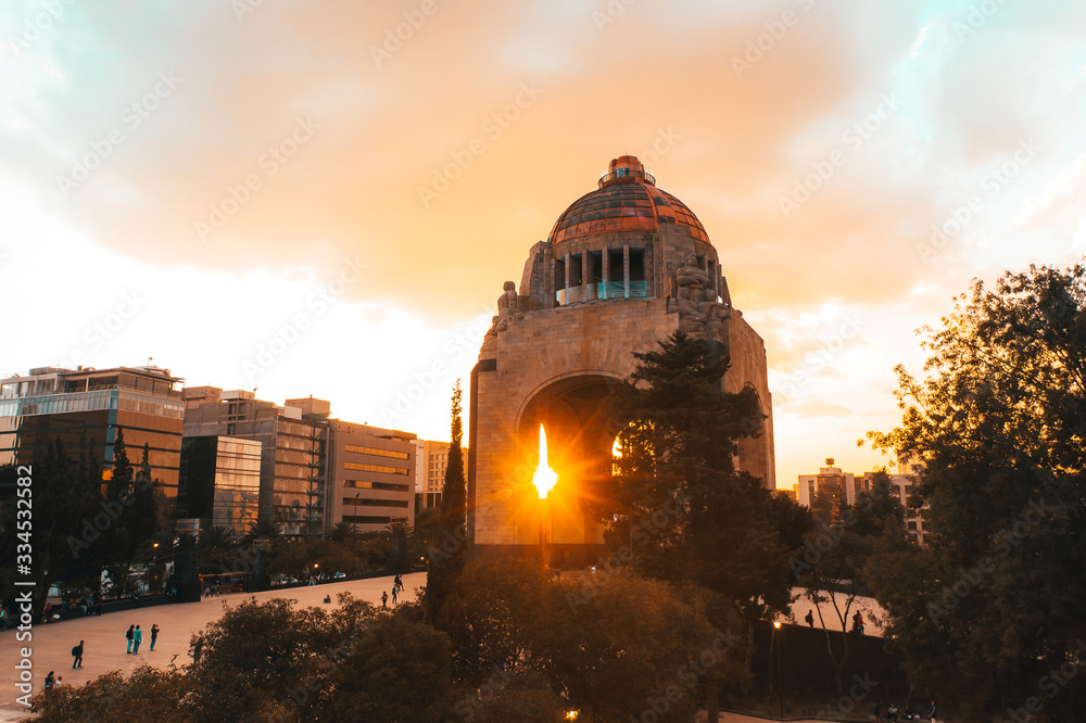 Obraz premium View from the drone of the streets and houses of the metropolis in Mexico City