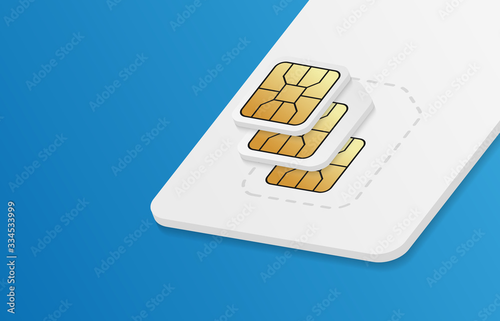 Realistic sim-card in different sizes. Mobile phone SIM card mockup. Realistic sim-card in different sizes. Mobile phone SIM card mockup.