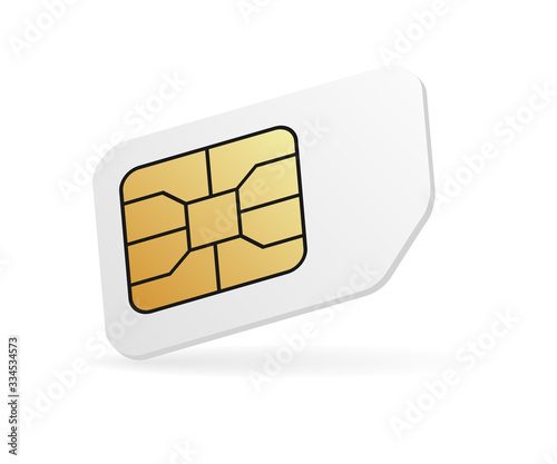 Blank mobile SIM card. Realistic cellular phone card.