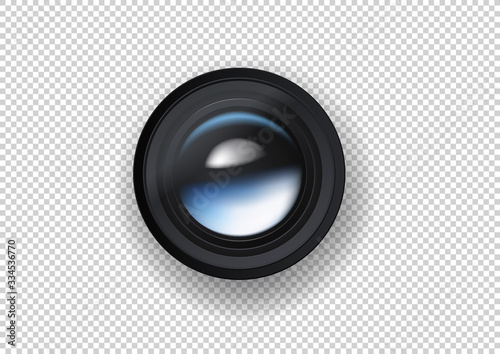 Photo camera lens vector illustration on dark background