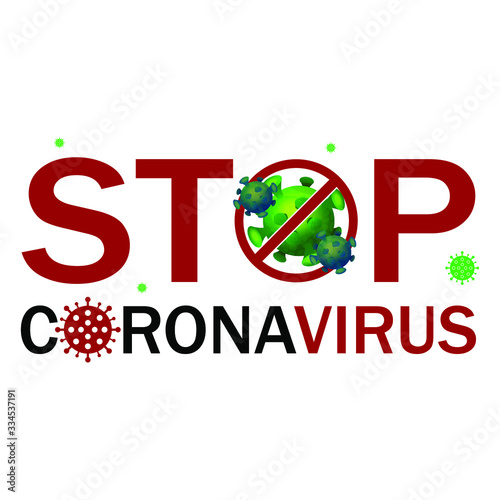 Vector illustration of stoppage sign with virus inside, stop symbol with coronavirus, prohibition sign with covid 19, Stop Virus logo