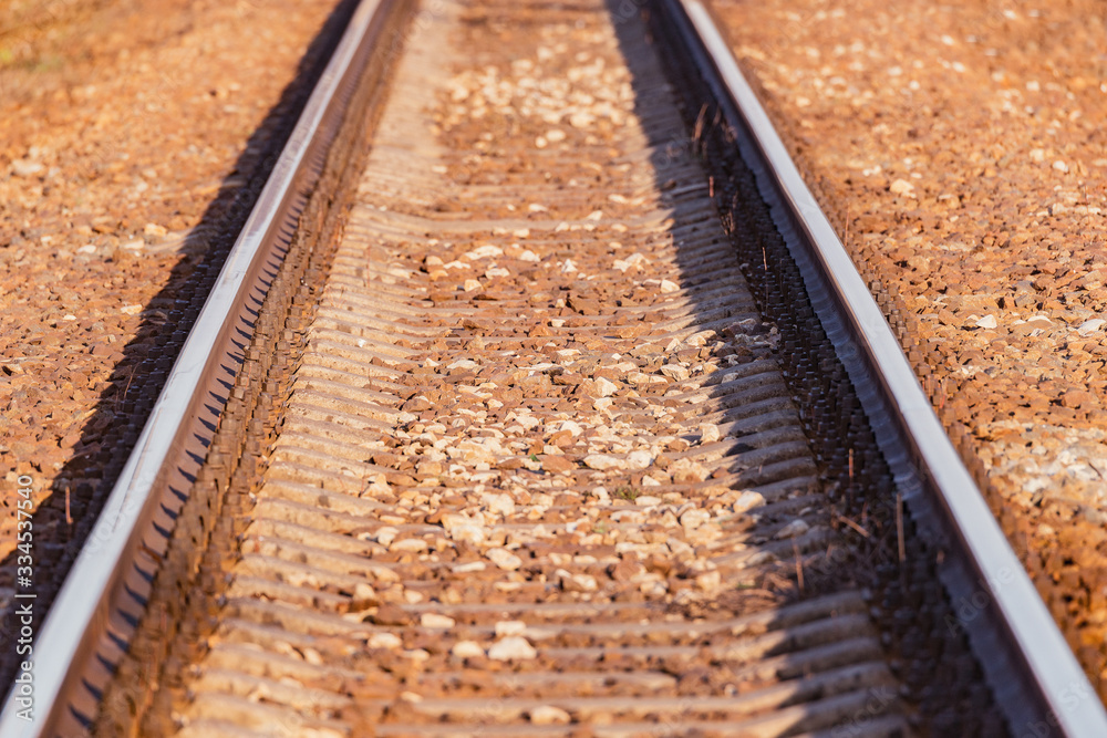Fototapeta premium Close up image of one railway track.