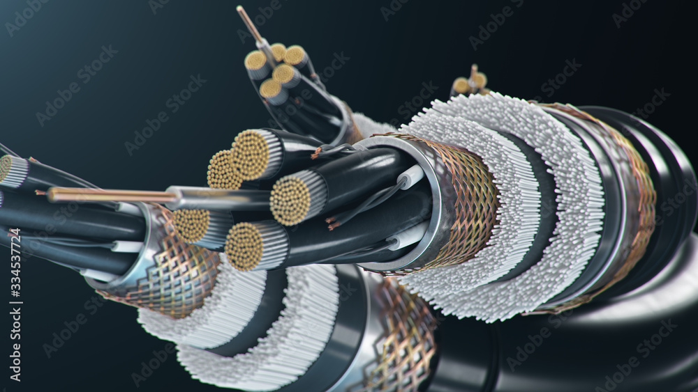 3d illustration, concept of fiber optic cable on a colored background ...
