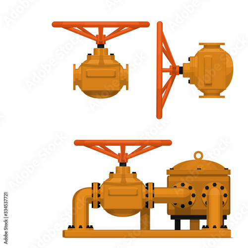 Set of petrochemical valve on white background