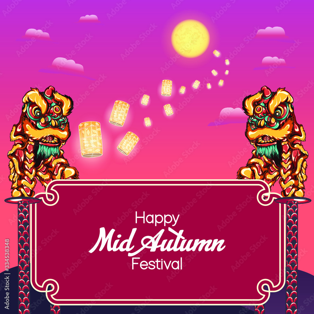 Naklejka premium Mid Autumn Festival, moon-cake festival greetings template vector
