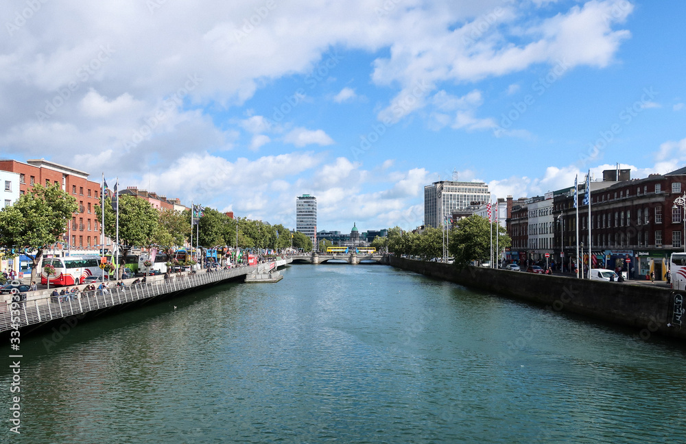view of the river and bridge, Dublin, Ireland