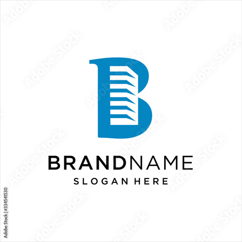 letter B and building logo design vector template