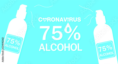 MERS-Cov, COVID-19, Novel coronavirus, 2019-nCoV, virus being killed by spray, disinfectant solution. Stop Covid-19 text concept. Flat vector illustration