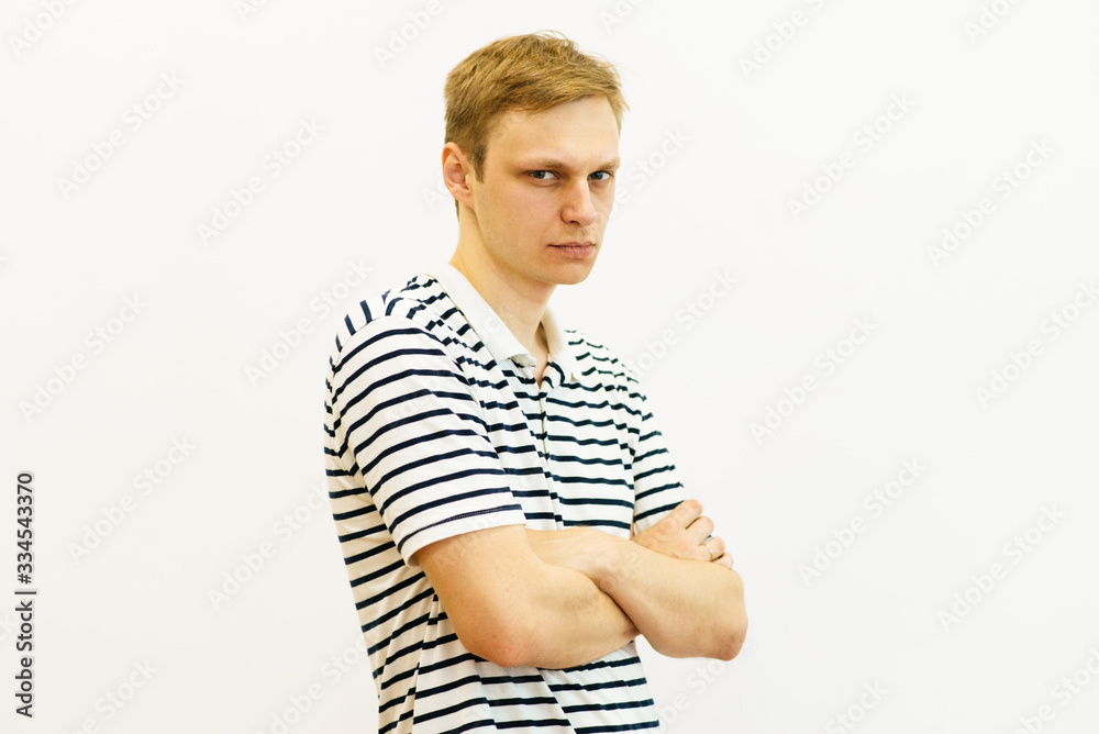 Stop gesture with indignation shown by men