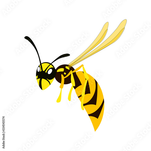 Colorful wasp vector icon isolated on white background. Flat style. Vector illustration of insect.