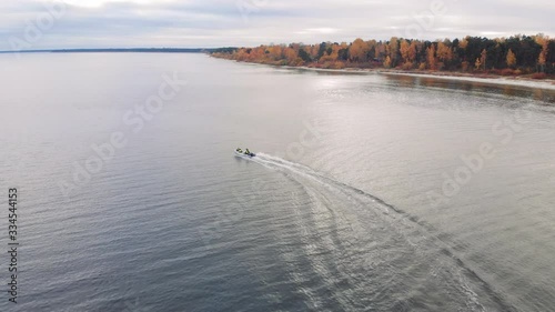 Boat turning around in sea