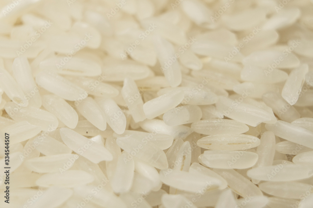 Groats white rice porridge white closeup. Macro photography