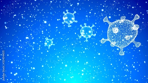 Illustration 3D of a virus in the air during an epidemic