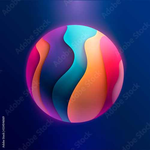 3D Kugeln Tapete - Fototapete 3D colored striped ball. Vector illustration