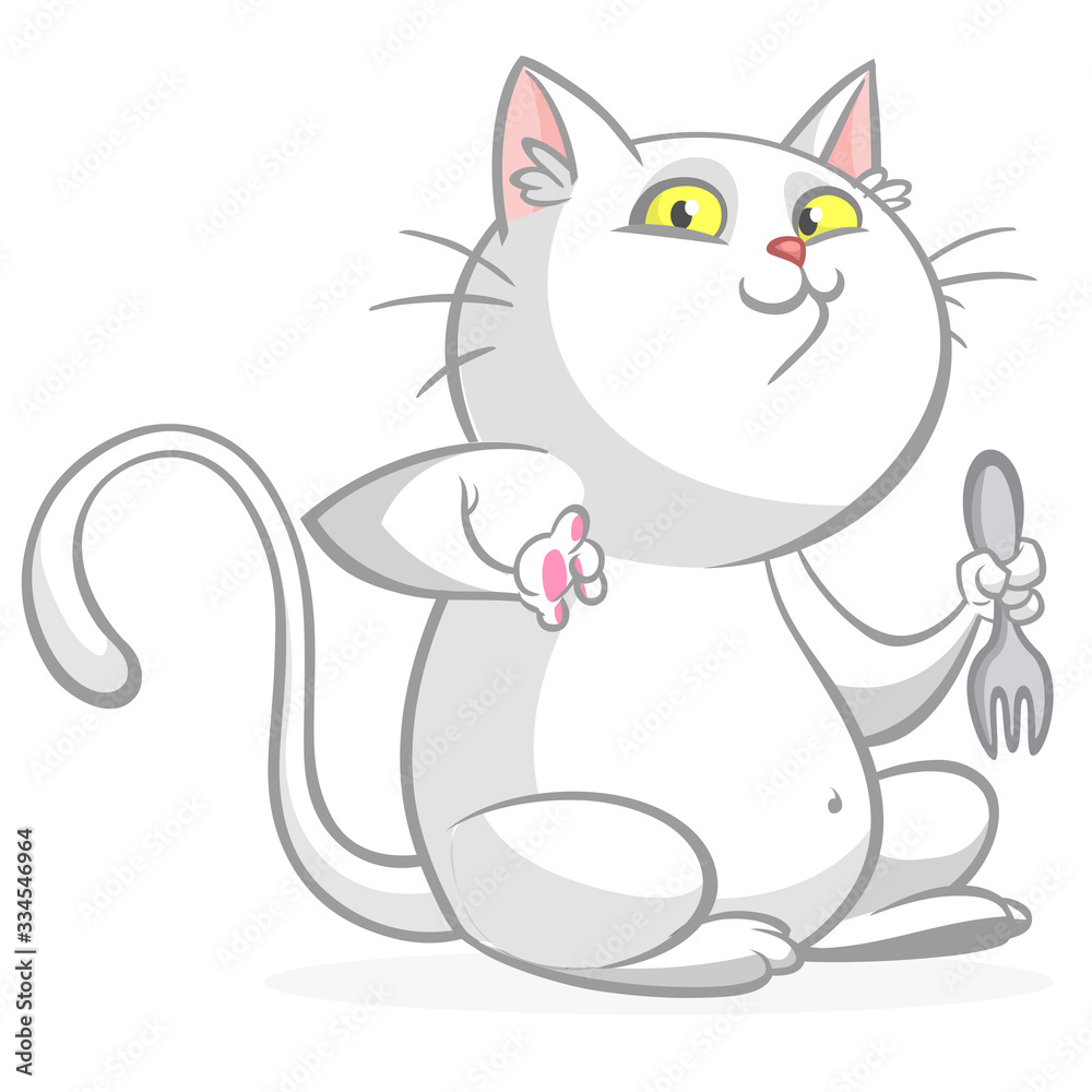 Naklejka premium Cute and funny cartoon cat. Vector illustration
