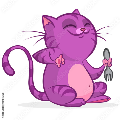 Cute and funny cartoon cat. Vector illustration