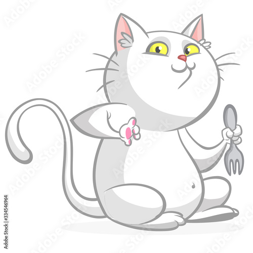 Cute and funny cartoon cat. Vector illustration