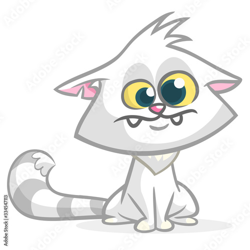 Cute and funny cartoon cat. Vector illustration