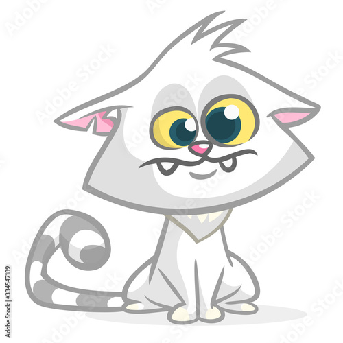 Cute and funny cartoon cat. Vector illustration