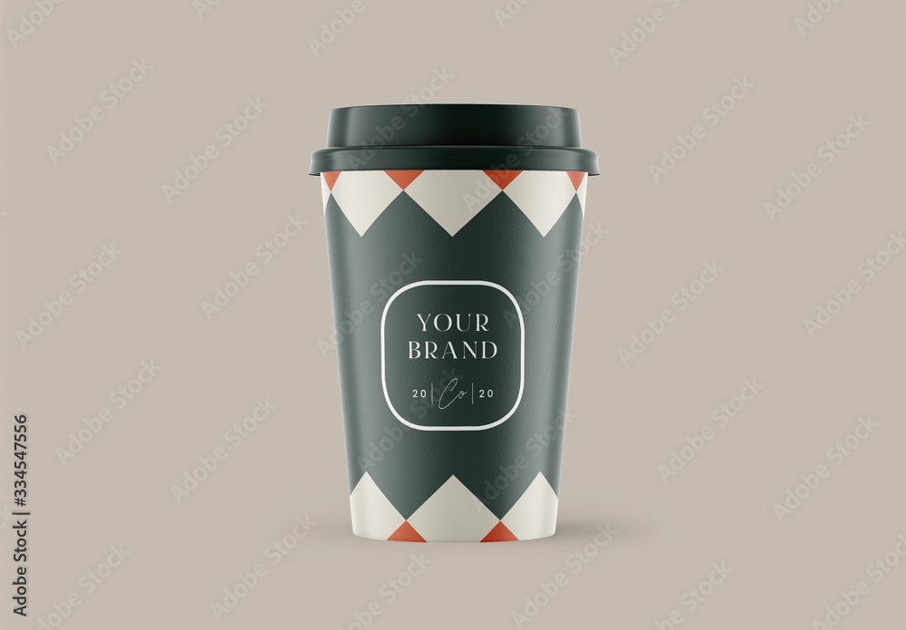 Realistic Paper Cup with Lid Mockup Stock Template | Adobe Stock