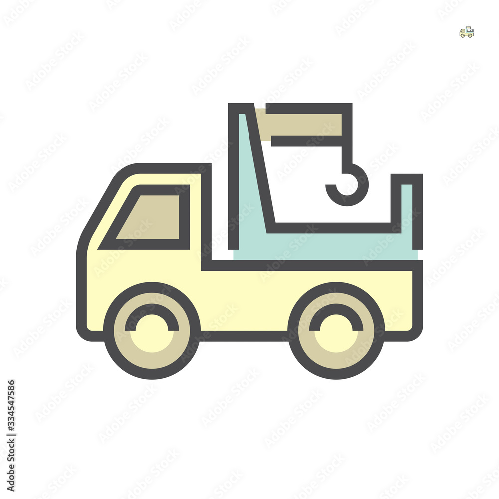 Crane and truck icon, 64x64 perfect pixel and editable stroke.
