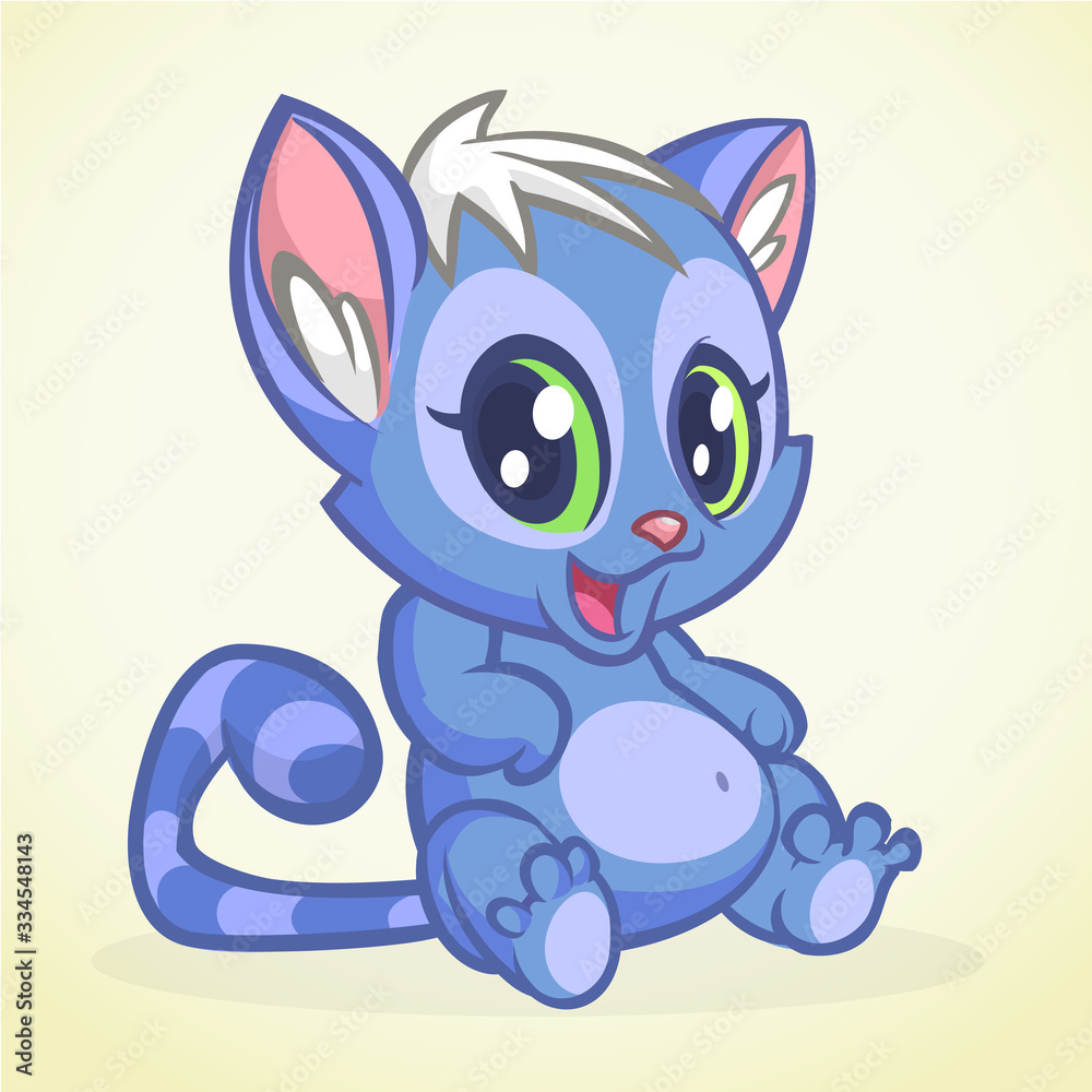 Obraz premium Cute and funny cartoon cat. Vector illustration