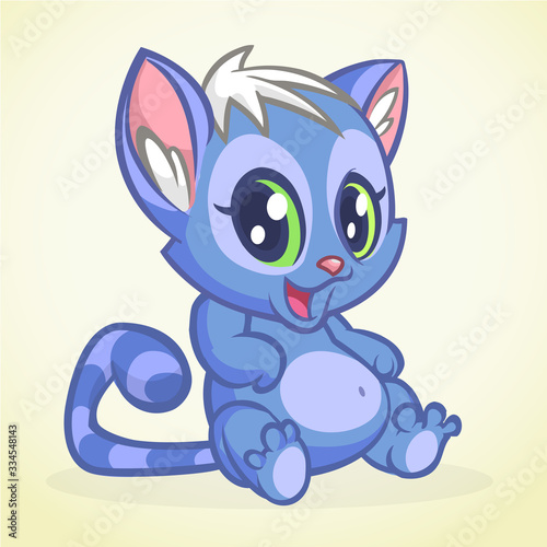 Cute and funny cartoon cat. Vector illustration