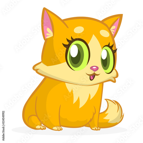Cute and funny cartoon cat. Vector illustration