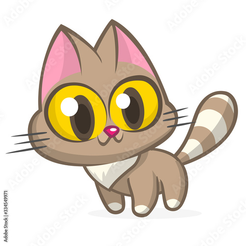 Cute and funny cartoon cat. Vector illustration