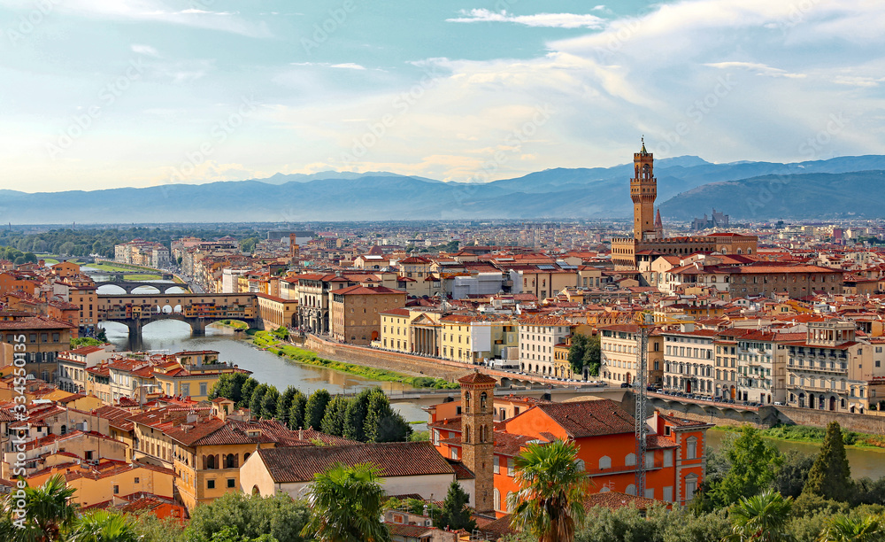 Panorama of the Italian city of Florence in the Tuscany region w