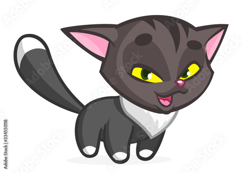Cute and funny cartoon cat. Vector illustration