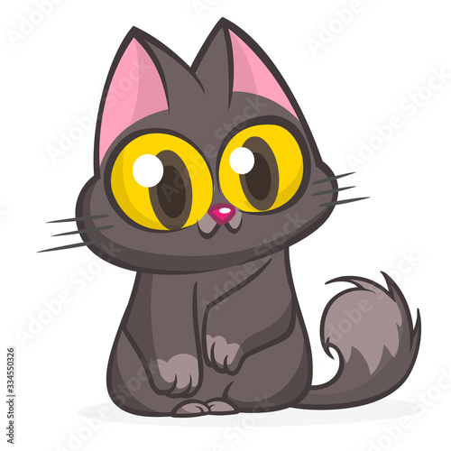 Cute and funny cartoon cat. Vector illustration