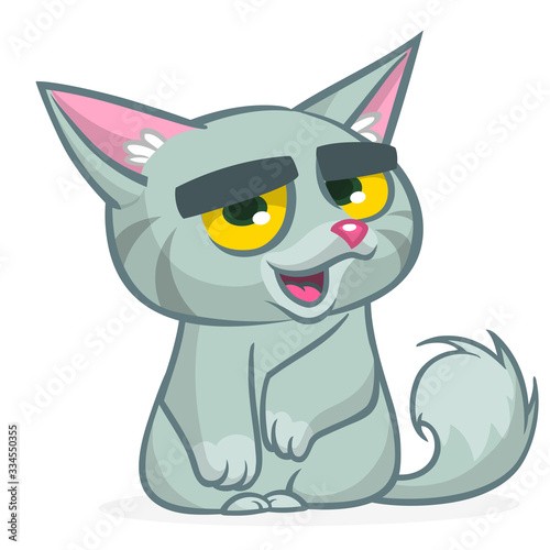 Cute and funny cartoon cat. Vector illustration