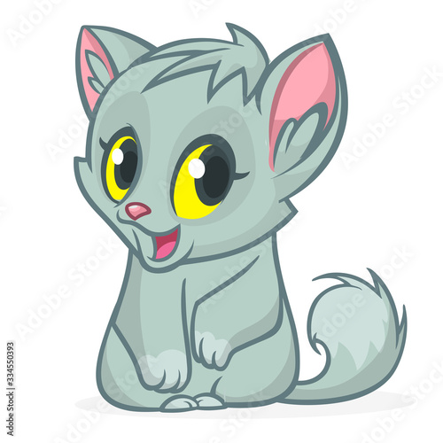 Cute and funny cartoon cat. Vector illustration