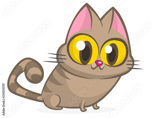 Cute and funny cartoon cat. Vector illustration