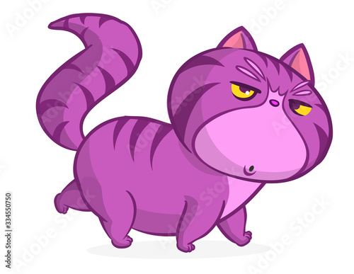 Cute and funny cartoon cat. Vector illustration