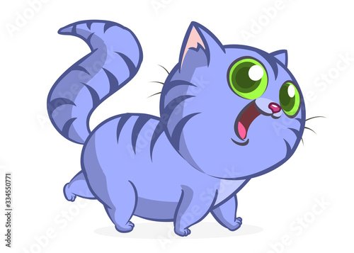 Cute and funny cartoon cat. Vector illustration
