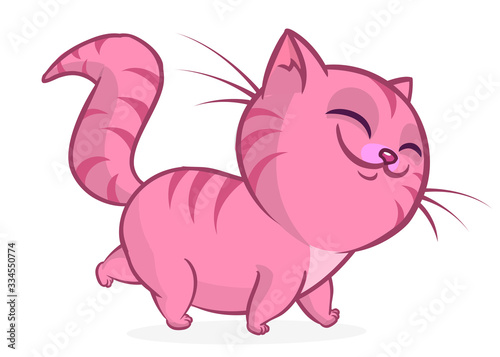 Cute and funny cartoon cat. Vector illustration