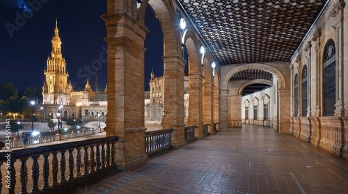 Seville Plaza de Espana night