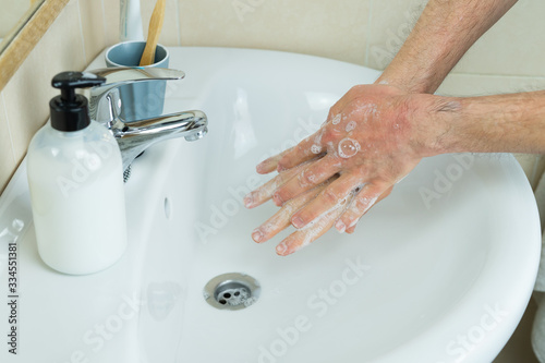 Hand washing for virus disinfection. Coronavirus concept. Covid-19.