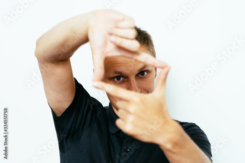 man making a hand frame