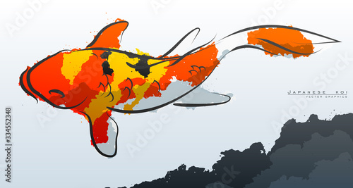 Japanese koi. Vector illustration. Compound paths with gradients for easy color change.